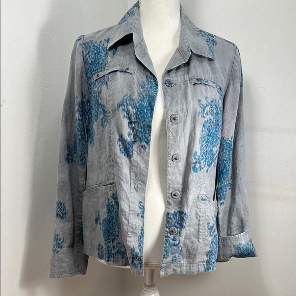 Coldwater Creek Stylish Gray and Blue Women's Jacket - Picture 1 of 11